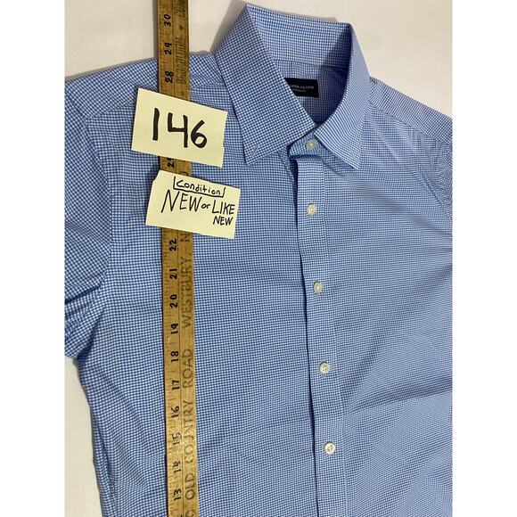 Proper Cloth Shirt Size S 18x29 Blue White Checkered Long Sleeve  Performance - Picture 4 of 10